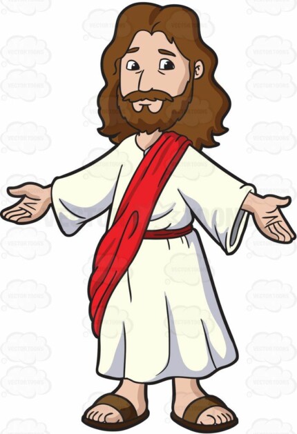 jesus with open arms color religious sticker