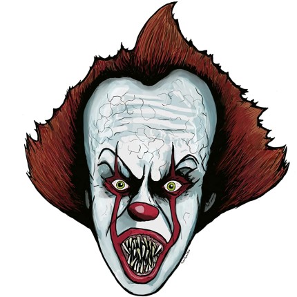 PENNYWISE HEAD SHOT COLOR HORROR STICKER