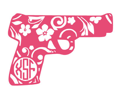 Pink and White Gun Sticker
