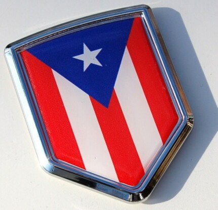 Puerto Rico Decal Flag Crest Car Chrome Emblem Sticker