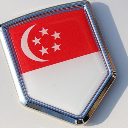 Singapore Decal Flag Crest Car Chrome Emblem Sticker