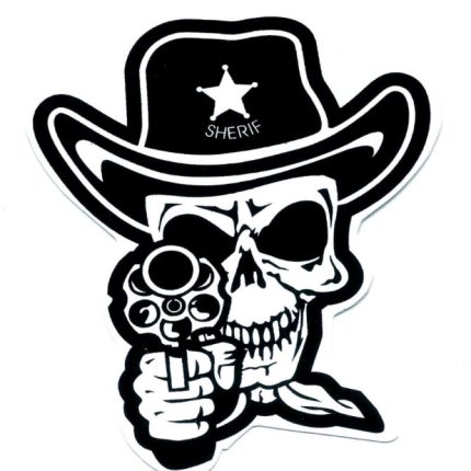 Skull Sheriff Cowboy Punk Rock Gun Pistol Sticker