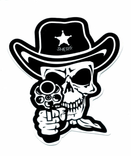Skull Sheriff Cowboy Punk Rock Gun Pistol Sticker
