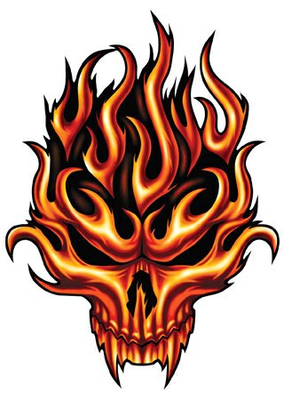 skull tribal flames color sticker