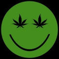 weed smile face round sticker