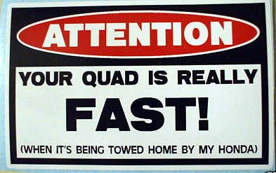 Attention fast Quad Funny Decal