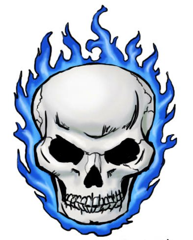 blue flaming skull tattoo car sticker