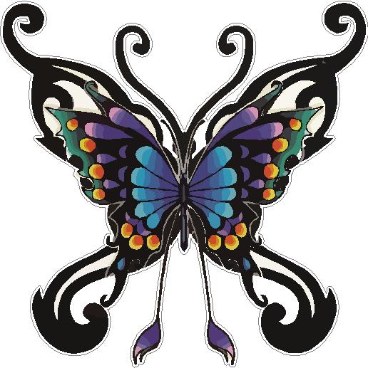 butterfly tribal color sticker