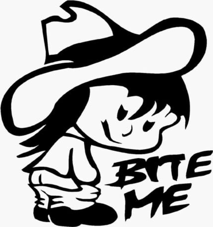 Cowgirl says Bite Me Sticker