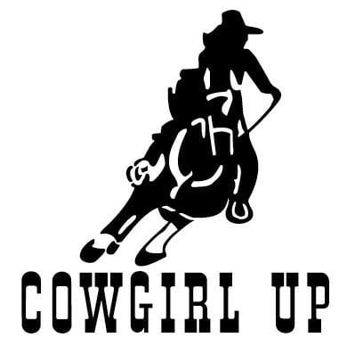 Cowgirl Up Barrel Rider vinyl Western Rodeo Decal