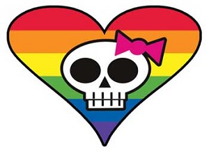 gay heart and skull sticker