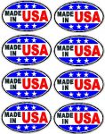Made in USA Oval Decal 8 Pack Stickers