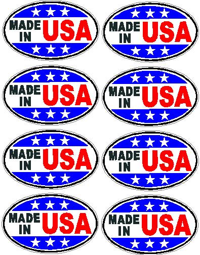 Made in USA Oval Decal 8 Pack Stickers