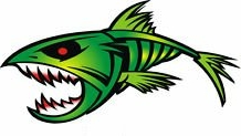 mean fish boat decal green LEFT