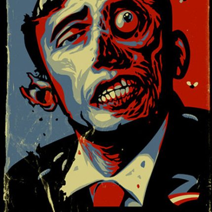 Obama BRAINS Zombie Sticker Window Decal