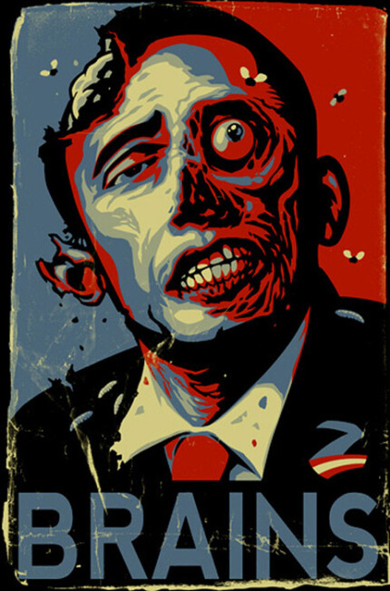 Obama BRAINS Zombie Sticker Window Decal