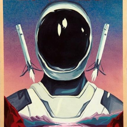 Space X Space Suit and Booster Landing Poster Sticker