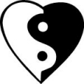 Yin and yang in a Heart Sticker Decal