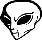 alien head ufo outer space man die cut decal