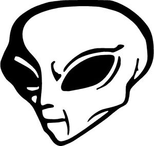 alien head ufo outer space man die cut decal