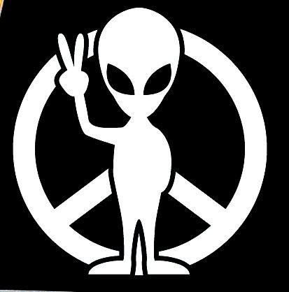 alien peace die cut decal