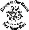 Always in Our Hearts Music Notes Sticker