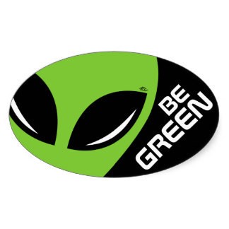 be green alien OVAL sticker