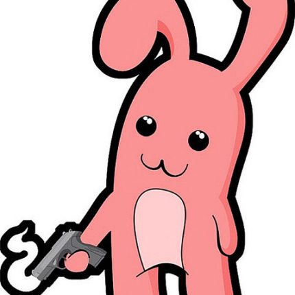 Cartoon Bunny with A Hand Gun Sticker