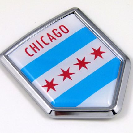 chicago US state flag domed chrome emblem car badge decal