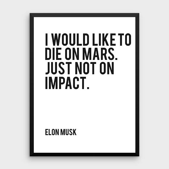 DIE ON MARS NOT ON IMPACT B&W ELON MUSK STICKER