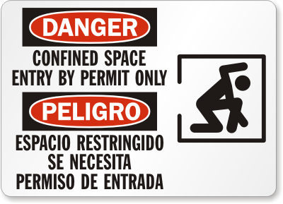 Entry Permit Bilingual Danger Sign