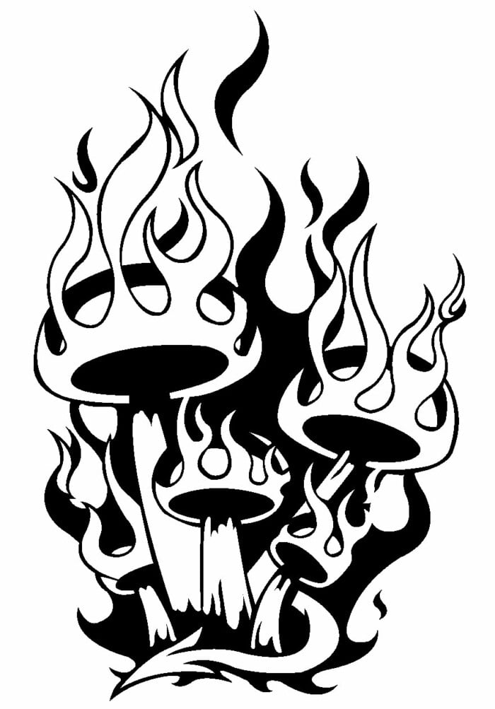 Mushrooms Sticker Flaming