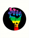 PRIDE FIST ROUND STICKER