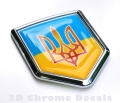 Ukraine Flag Emblem Chrome Car Decal Tryzub Trident Decal Sticker
