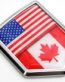 USA Canada Flag 3D Decal Crest Chrome Emblem Sticker