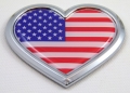USA HEART Chrome 3D Adhesive Emblem