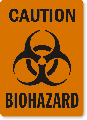 Vertical Caution Biohazard Sign