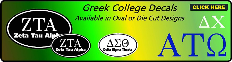 Greek College Decals and Stickers